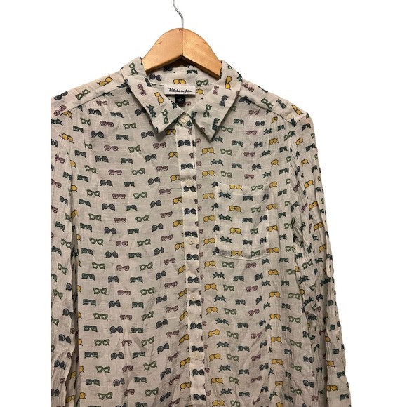 Patchington Sunglasses all over print Long sleeve button down shirt size Large - Picture 4 of 7